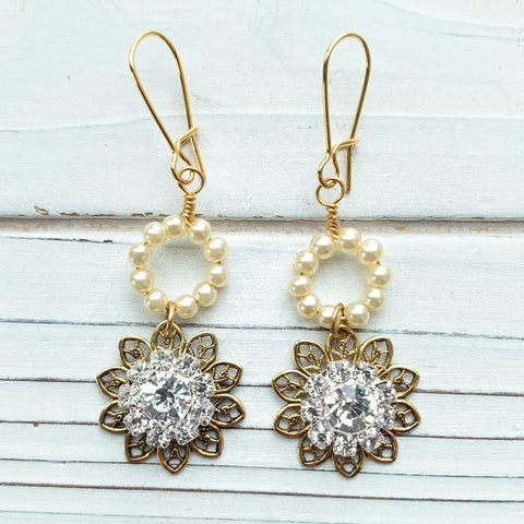 Pearl Rhinestone Earrings
