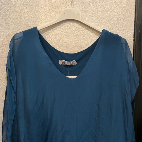 Silk V-Neck Plain Top