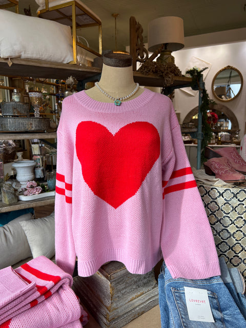 Heart Knit Sweater - Pink