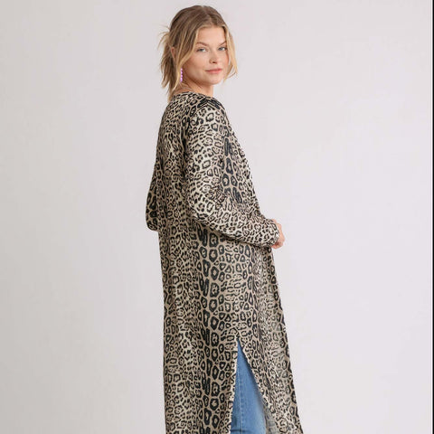 Animal Print Cardigan - Stone