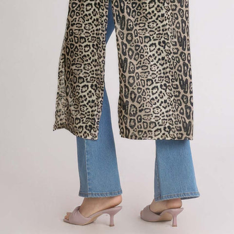 Animal Print Cardigan - Stone