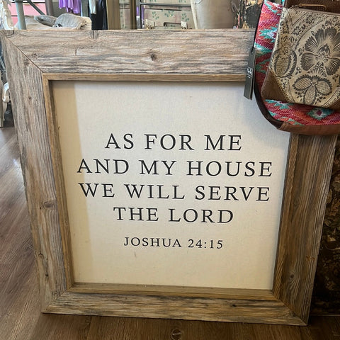 "As For Me And My House" Canvas Sign