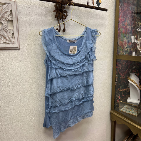 Silk Ruffle Tank Top