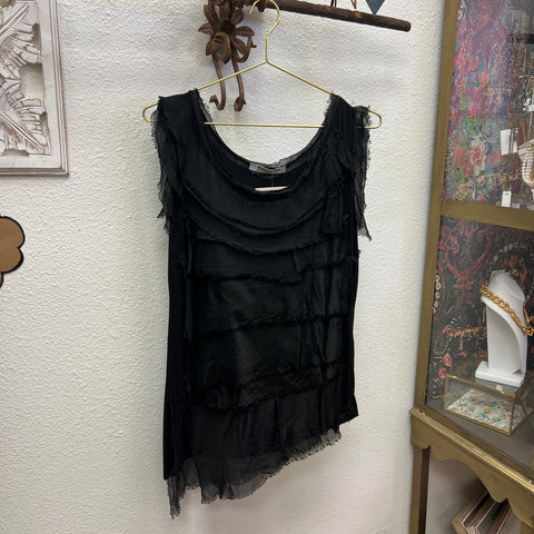 Silk Ruffle Tank Top