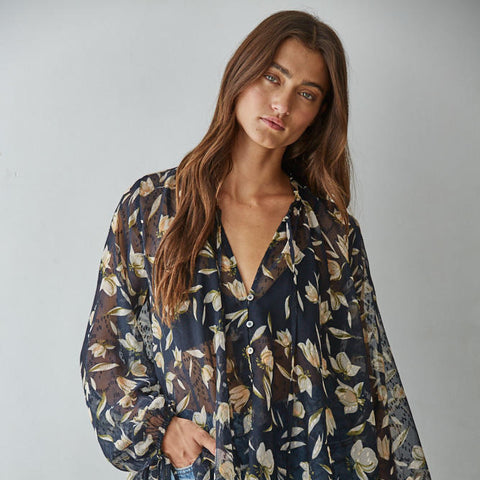 Aether ButtonUp Top - Navy
