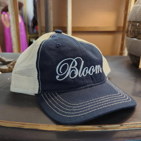 Bloom Trucker Hat Navy Blue