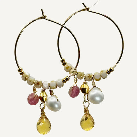 Citrine Stone Hoops