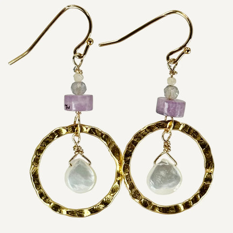 Mother of Pearl Textured Hoops