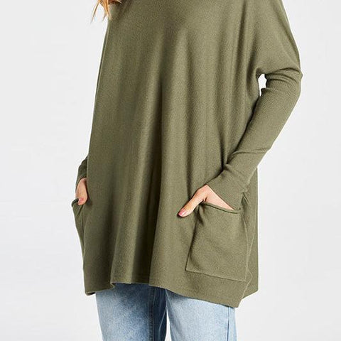 Oversize Pocket Sweater - Pickle