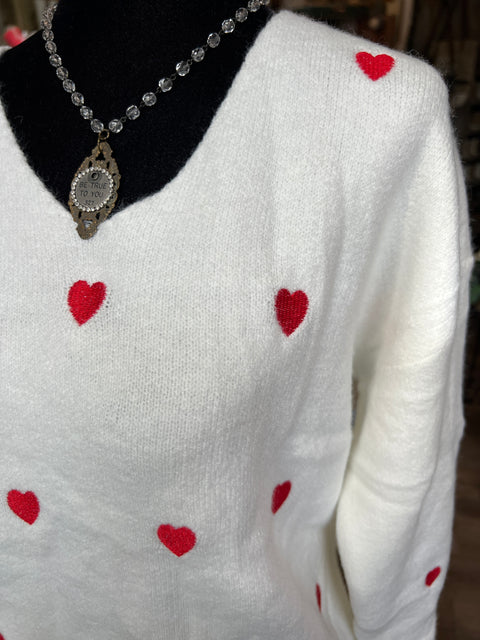 Heart Sweater - White