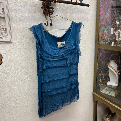 Silk Ruffle Tank Top