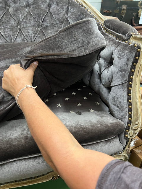 Chocolate Velvet Settee-Vintage