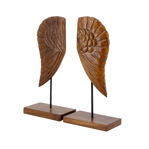 Teak Wood Angel Wings Bookends