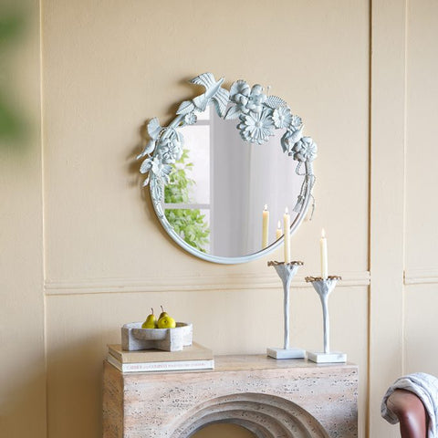 White Iron Wall Mirror 26"H