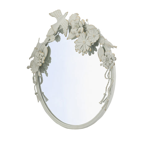White Iron Wall Mirror 26"H