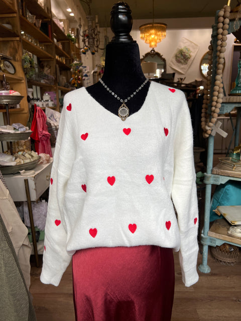 Heart Sweater - White