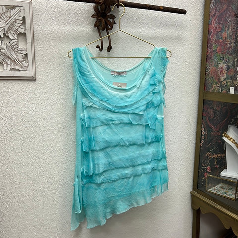 Silk Ruffle Tank Top