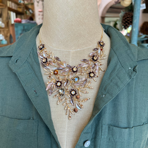 Brown/Gold Floral Necklace