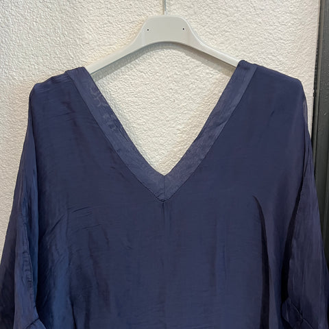 Silk V-Neck Ruffle Top