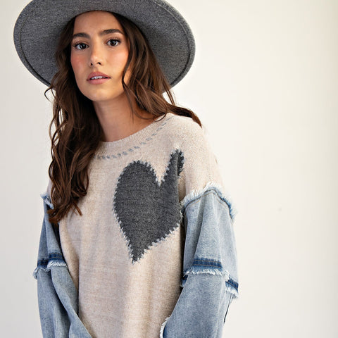 Beck Heart Pullover - Oatmeal