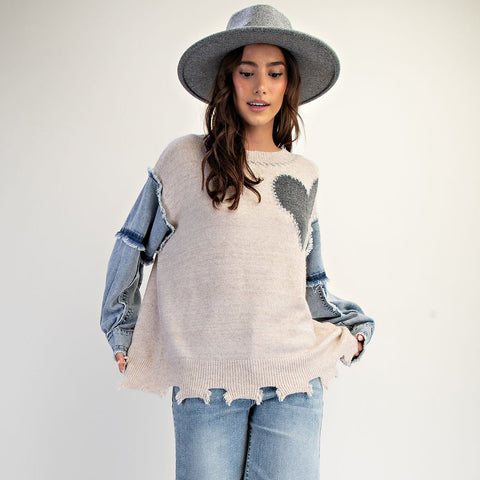 Beck Heart Pullover - Oatmeal