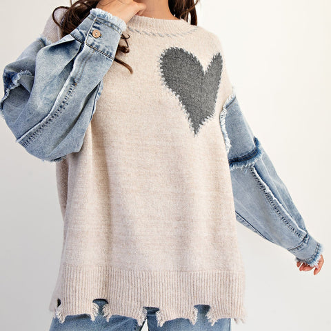 Beck Heart Pullover - Oatmeal