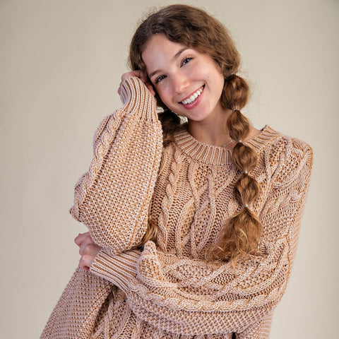 Rizzo Cable Knit Sweater - Camel