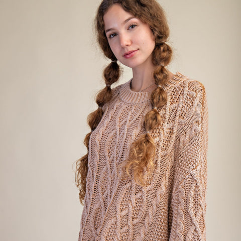 Rizzo Cable Knit Sweater - Camel