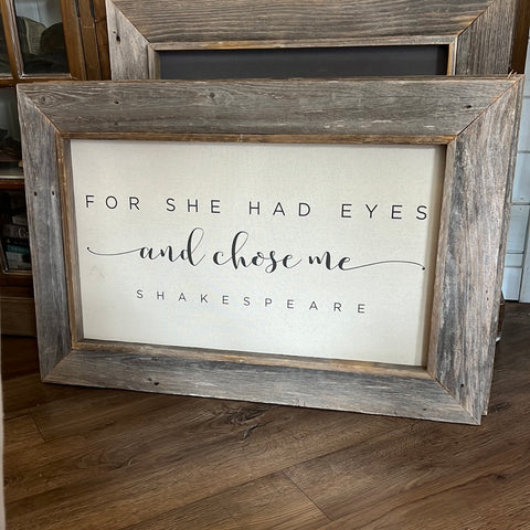 For She Had Eyes Canvas Sign