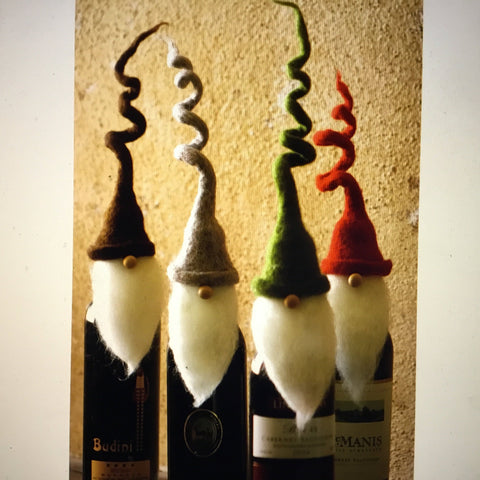 Felt Santa with Curly Hat  Wine Topper