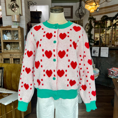 Heart Color Block Cardigan