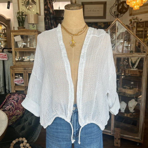 Fishnet Cardigan - White