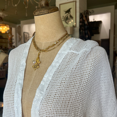 Fishnet Cardigan - White