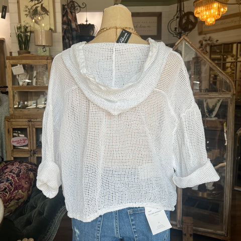 Fishnet Cardigan - White