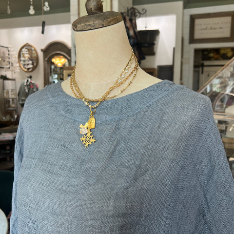 Flowy Linen Top - Gray