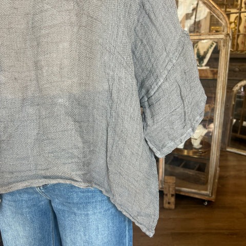 Flowy Linen Top - Gray