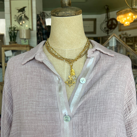 Cotton Button Top - Pink