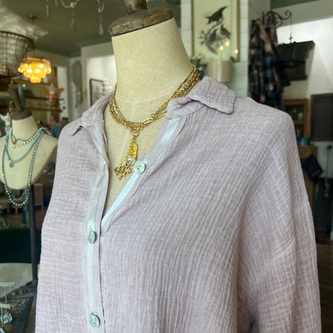 Cotton Button Top - Pink