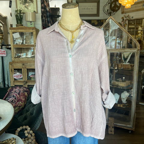 Cotton Button Top - Pink