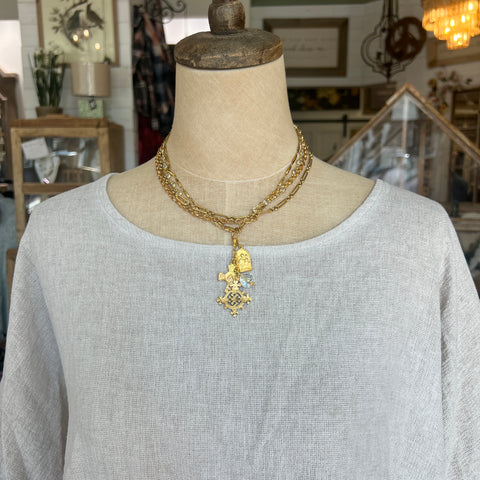 Frayed Gauze Top - Oatmeal