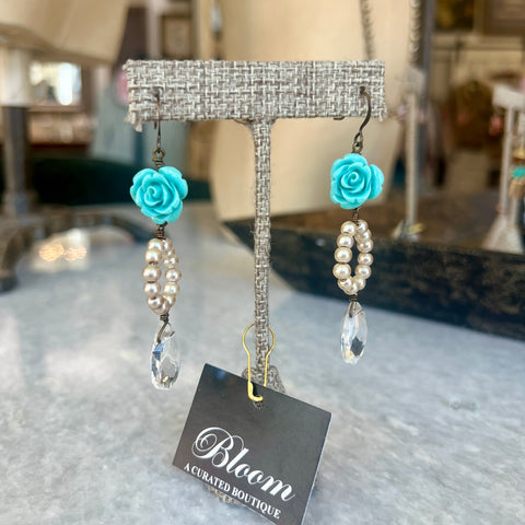Blue Rose Earrings