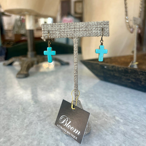 Blue Cross Earrings