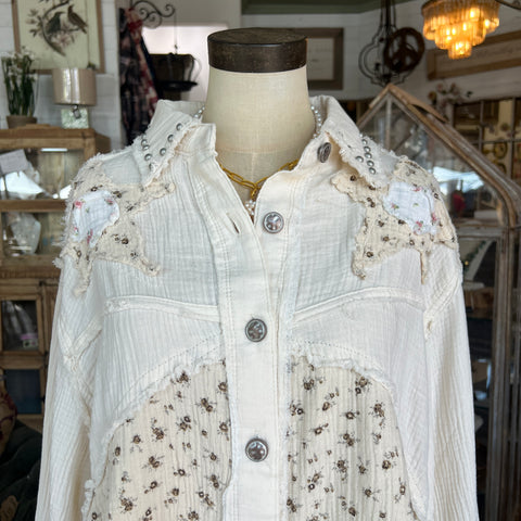 Star Patched Jacket - Natural