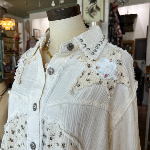 Star Patched Jacket - Natural