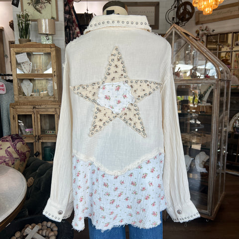 Star Patched Jacket - Natural