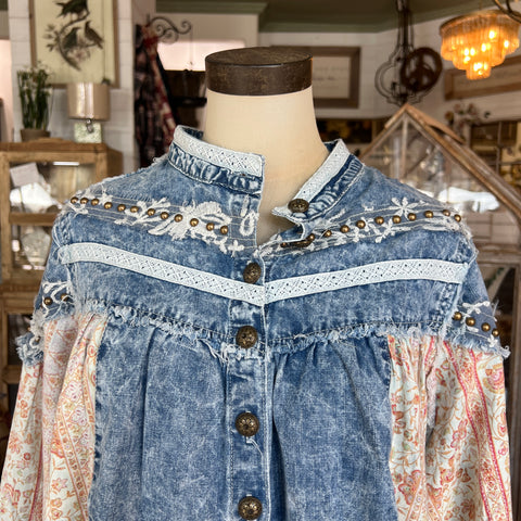 High Neck Button Top