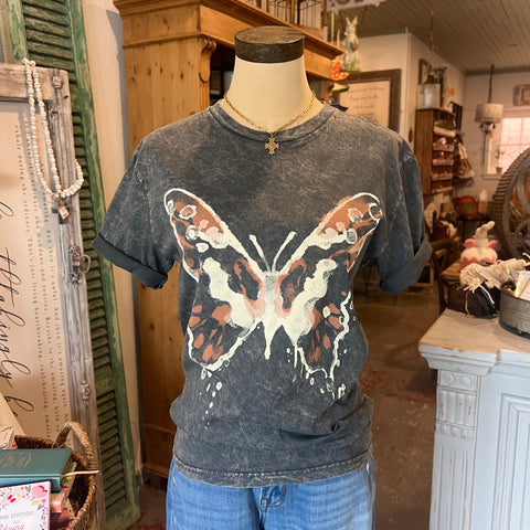 Butterfly Tee - Stone Grey