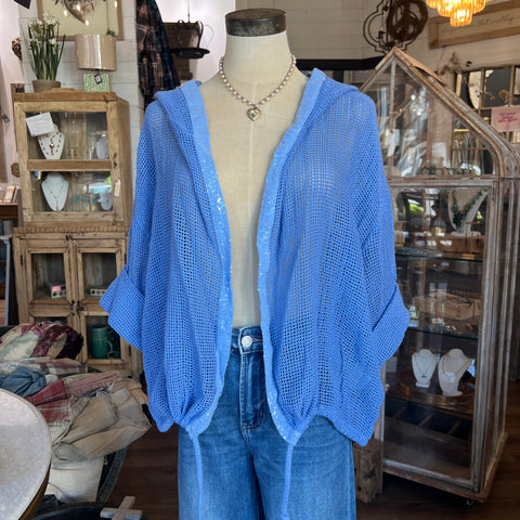 Fishnet Cardigan - Periwinkle