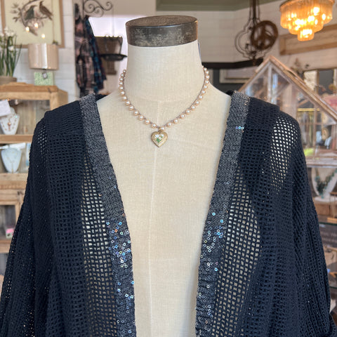 Fishnet Cardigan - Black