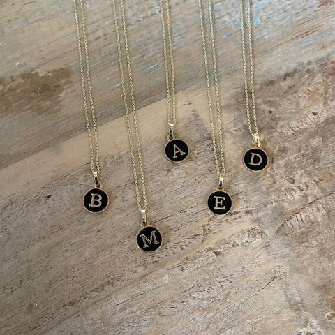 Evelyn Initial Necklace - Black/Gold